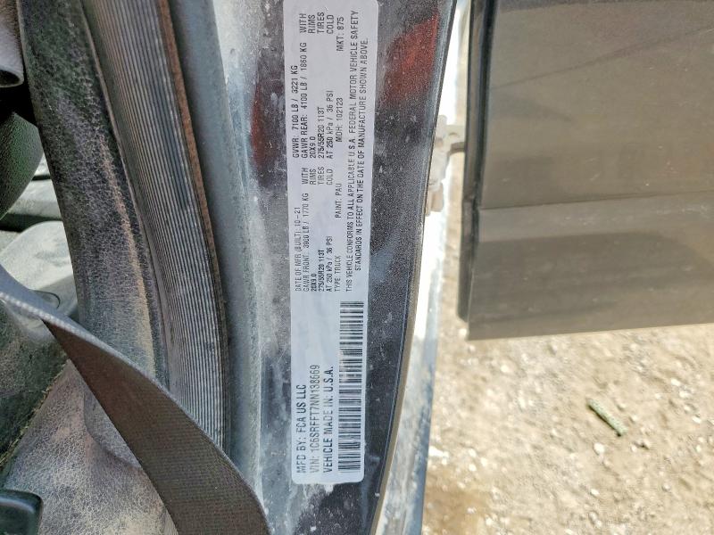 2022 Ram 1500 მანქანა იყიდება აუქციონზე, vin: 1C6SRFFT7NN138669, აუქციონის ნომერი: 55031846