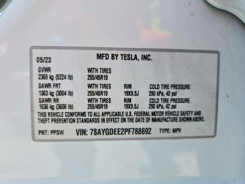 2023 Tesla Model Y მანქანა იყიდება აუქციონზე, vin: 7SAYGDEE2PF788692, აუქციონის ნომერი: 55341606