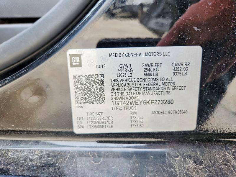 54337006 :رقم المزاد ، 1GT42WEY6KF273280 vin ، 2019 Gmc Sierra مزاد بيع