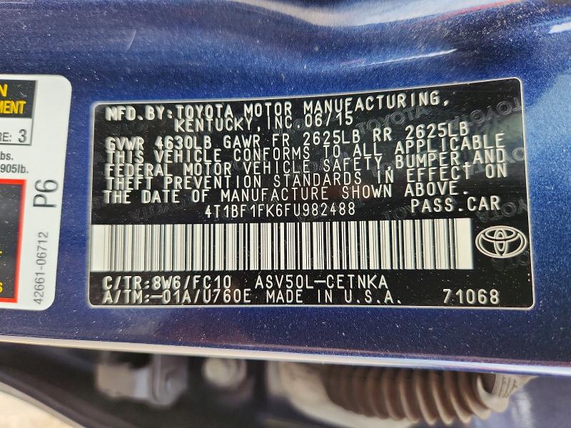 Aukcja sprzedaży 2015 Toyota Camry, vin: 4T1BF1FK6FU982488, numer aukcji: 53916456