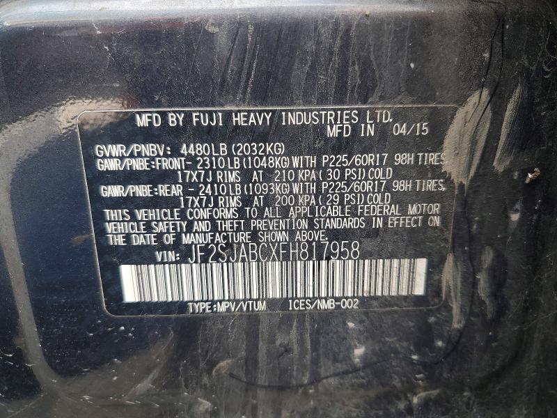 Продаж на аукціоні авто 2015 Subaru Forester, vin: JF2SJABCXFH817958, номер лоту: 55203466