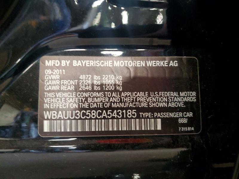2012 Bmw 328 მანქანა იყიდება აუქციონზე, vin: WBAUU3C58CA543185, აუქციონის ნომერი: 53228116