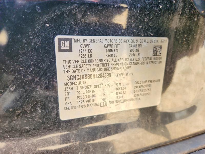 2017 Chevrolet Trax მანქანა იყიდება აუქციონზე, vin: 3GNCJKSB6HL284390, აუქციონის ნომერი: 52616306