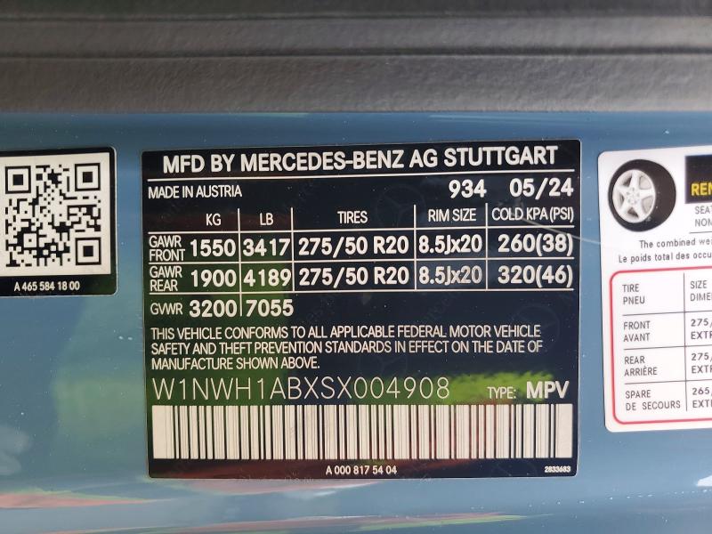 Aukcja sprzedaży 2025 Mercedes-benz G, vin: W1NWH1ABXSX004908, numer aukcji: 53853886