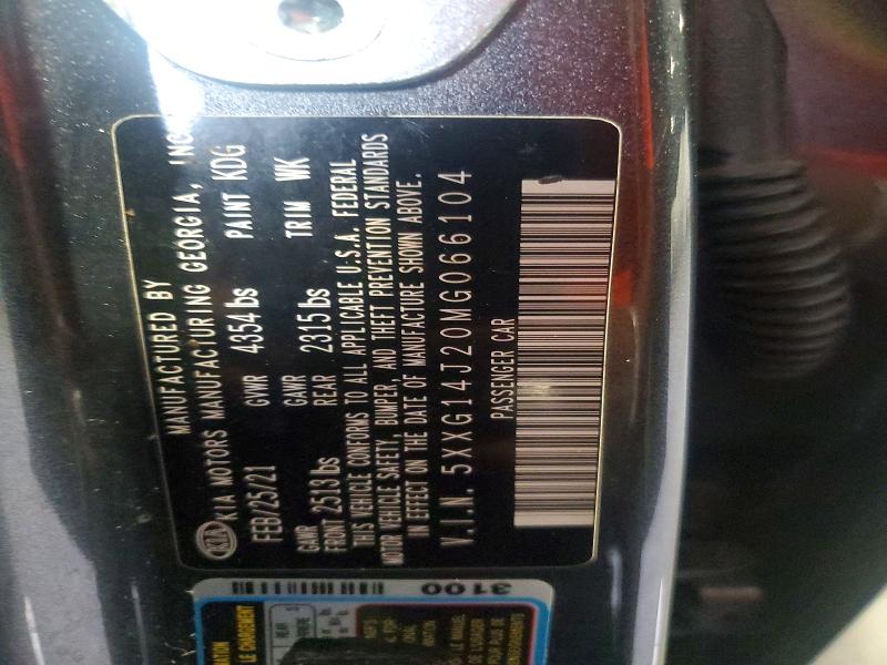 53570106 :رقم المزاد ، 5XXG14J20MG066104 vin ، 2021 Kia K5 مزاد بيع