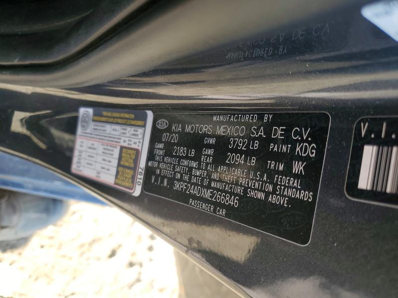 2021 Kia Forte მანქანა იყიდება აუქციონზე, vin: 3KPF24ADXME266846, აუქციონის ნომერი: 54809846