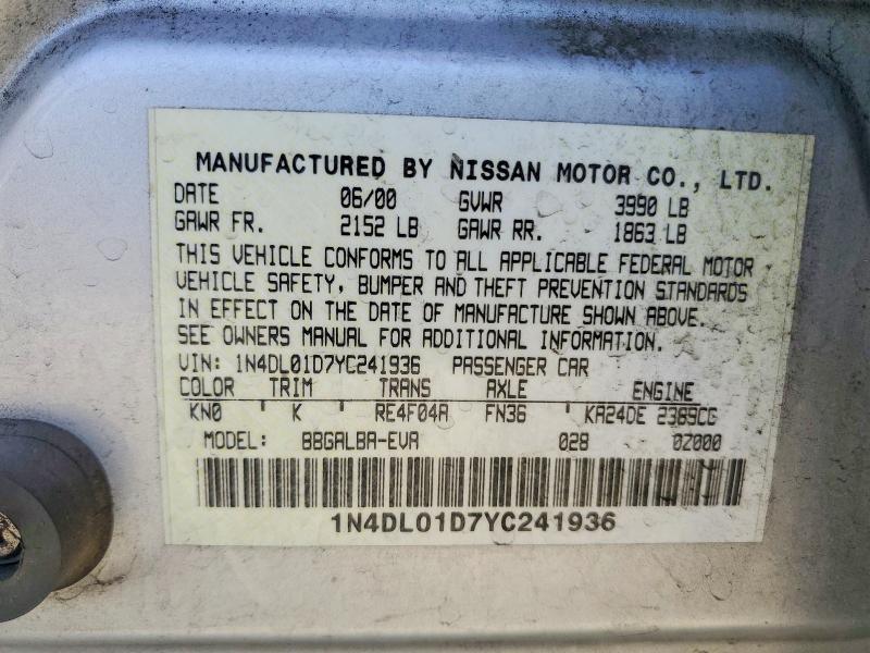 Продажа на аукционе авто 2000 Nissan Altima, vin: 1N4DL01D7YC241936, номер лота: 53460656