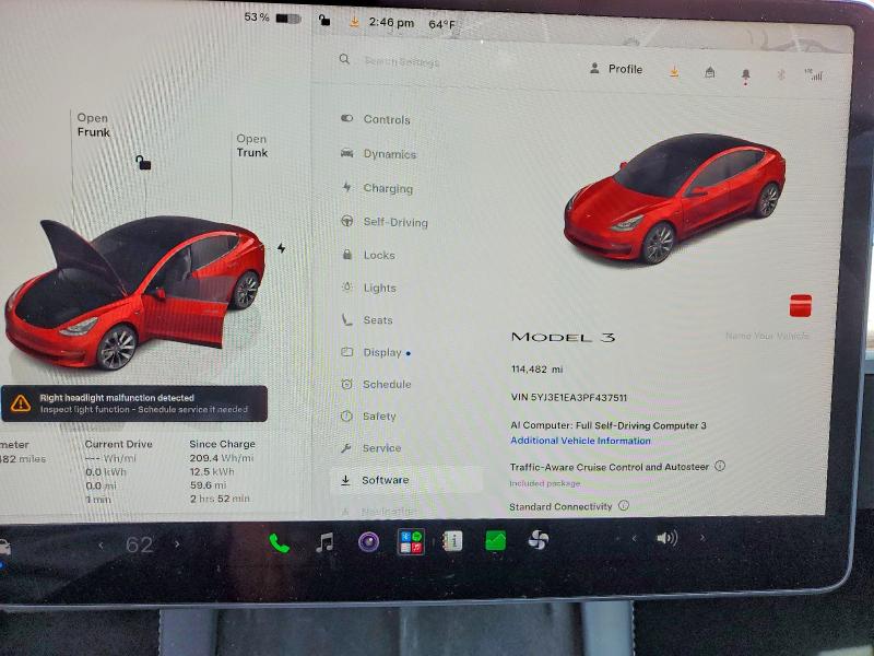 Продаж на аукціоні авто 2023 Tesla Model 3, vin: 5YJ3E1EA3PF437511, номер лоту: 54452786
