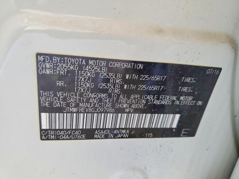 55035536 :رقم المزاد ، JTMWFREV8GJ097986 vin ، 2016 Toyota Rav4 مزاد بيع