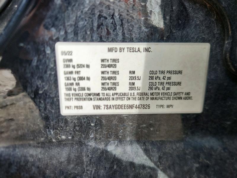 Продажа на аукционе авто 2022 Tesla Mdl Y, vin: 7SAYGDEE6NF447826, номер лота: 52896366