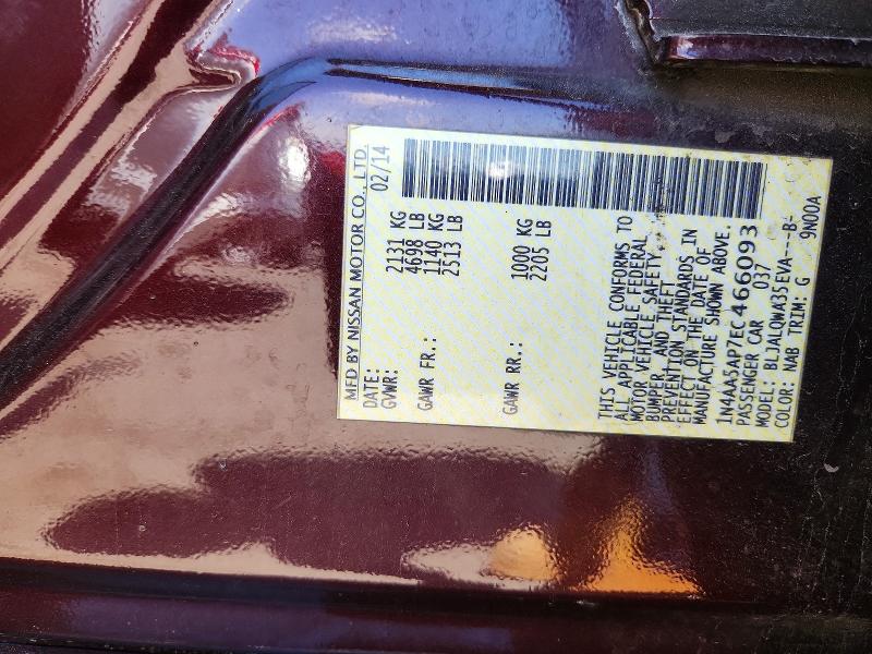2014 Nissan Maxima მანქანა იყიდება აუქციონზე, vin: 1N4AA5AP7EC466093, აუქციონის ნომერი: 52915626