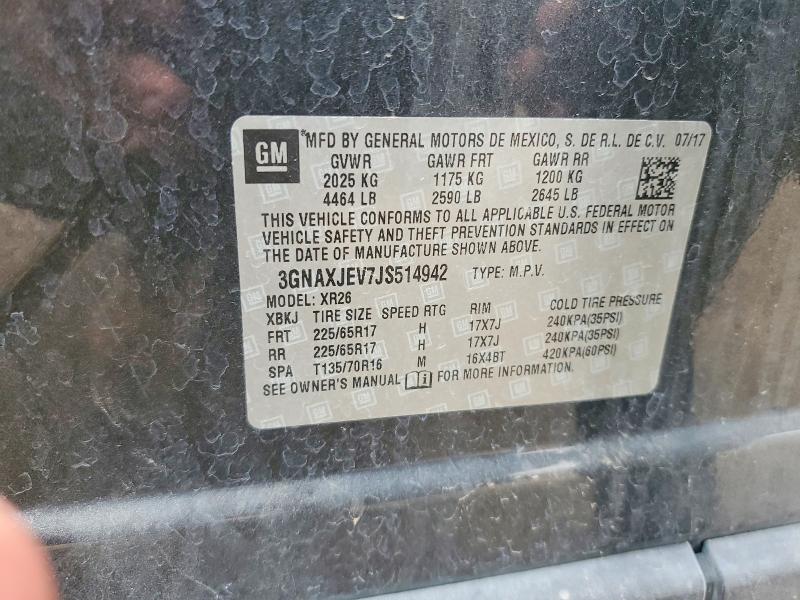 Продажа на аукционе авто 2018 Chevrolet Equinox, vin: 3GNAXJEV7JS514942, номер лота: 53287626