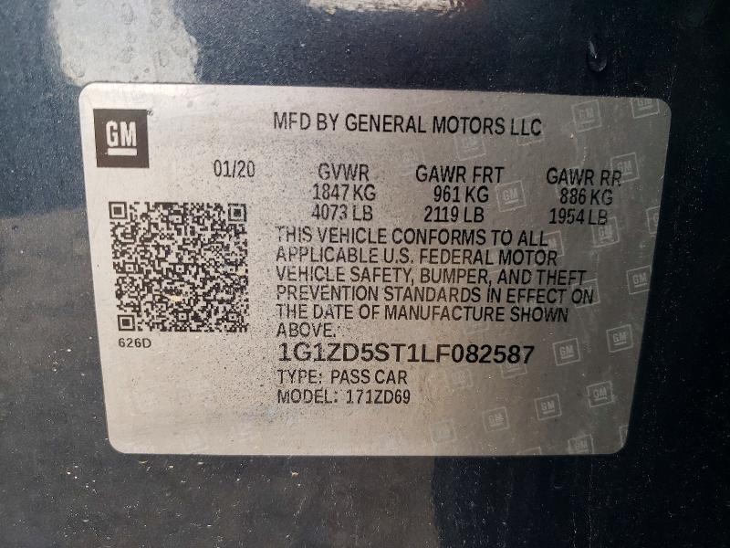 2020 Chevrolet Malibu მანქანა იყიდება აუქციონზე, vin: 1G1ZD5ST1LF082587, აუქციონის ნომერი: 53574706