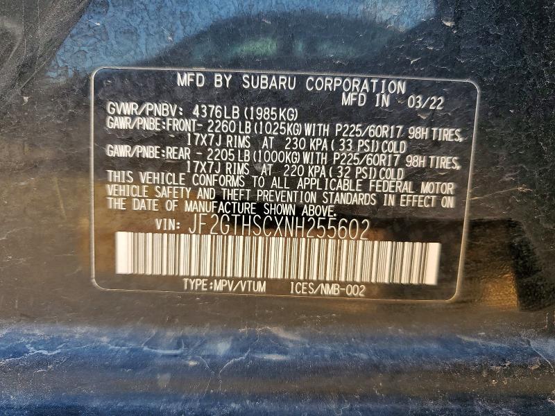 Aukcja sprzedaży 2022 Subaru Crosstrek, vin: JF2GTHSCXNH255602, numer aukcji: 52083626