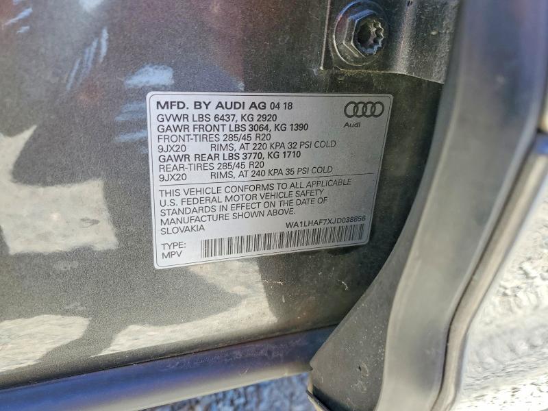 Продаж на аукціоні авто 2018 Audi Q7, vin: WA1LHAF7XJD038856, номер лоту: 53564576