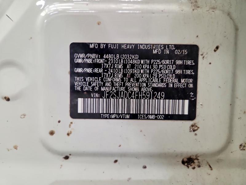 2015 Subaru Forester მანქანა იყიდება აუქციონზე, vin: JF2SJADC4FH591249, აუქციონის ნომერი: 54648906
