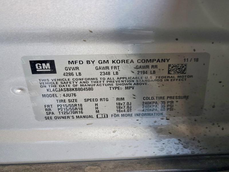 Продаж на аукціоні авто 2019 Buick Encore, vin: KL4CJASB8KB804580, номер лоту: 53622746
