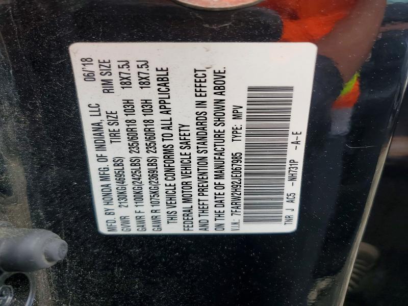 54761666 :رقم المزاد ، 7FARW2H92JE067985 vin ، 2018 Honda Cr-v مزاد بيع