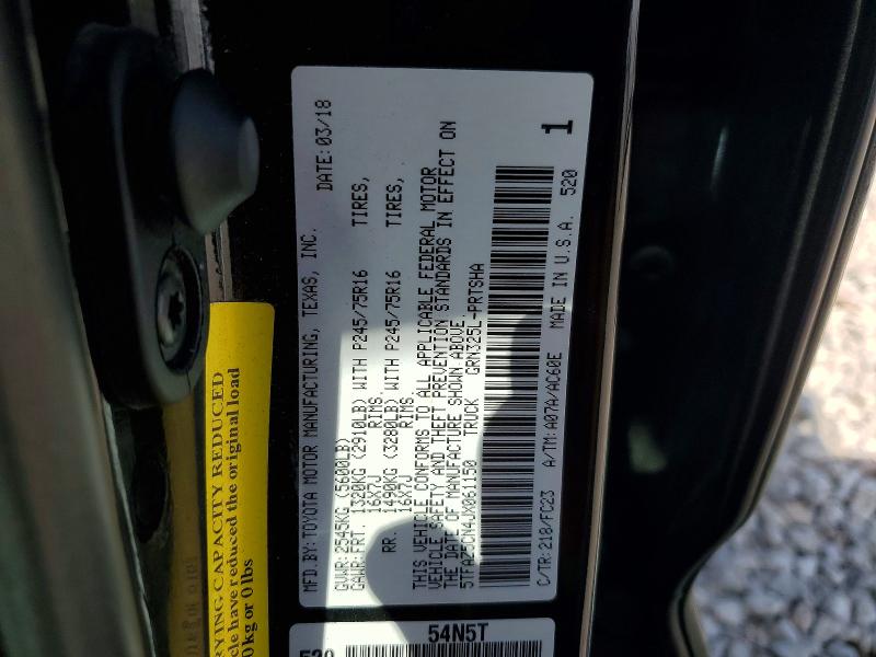 Продажа на аукционе авто 2018 Toyota Tacoma, vin: 5TFAZ5CN4JX061150, номер лота: 53078486