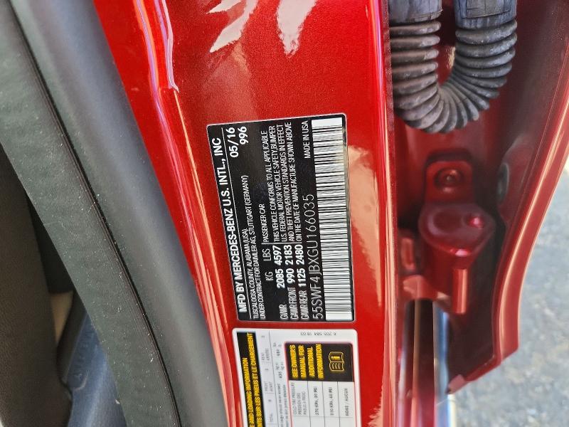 Aukcja sprzedaży 2016 Mercedes-benz C, vin: 55SWF4JBXGU166035, numer aukcji: 52260816