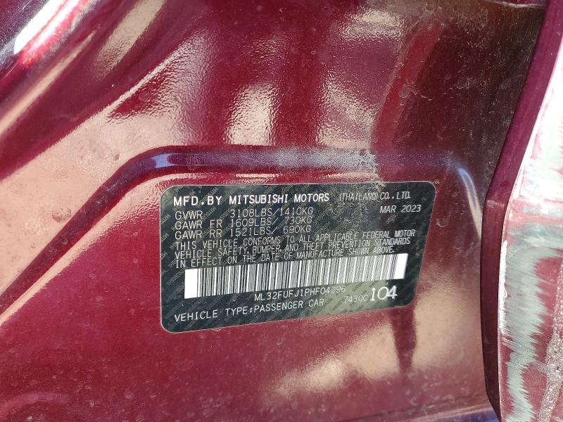 Aukcja sprzedaży 2023 Mitsubishi Mirage, vin: ML32FUFJ1PHF04296, numer aukcji: 54495006