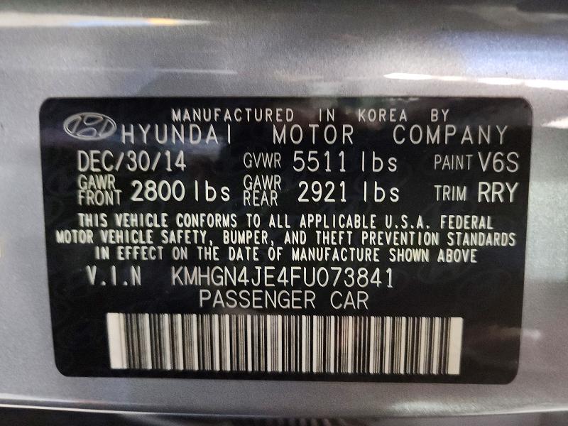 Продажа на аукционе авто 2015 Hyundai Genesis, vin: KMHGN4JE4FU073841, номер лота: 53398226