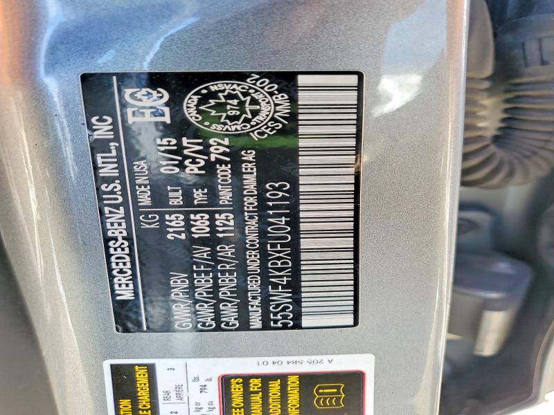 Продажа на аукционе авто 2015 Mercedes-benz C, vin: 55SWF4KBXFU041193, номер лота: 51417056