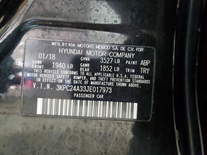 Продажа на аукционе авто 2018 Hyundai Accent, vin: 3KPC24A33JE017973, номер лота: 54845916