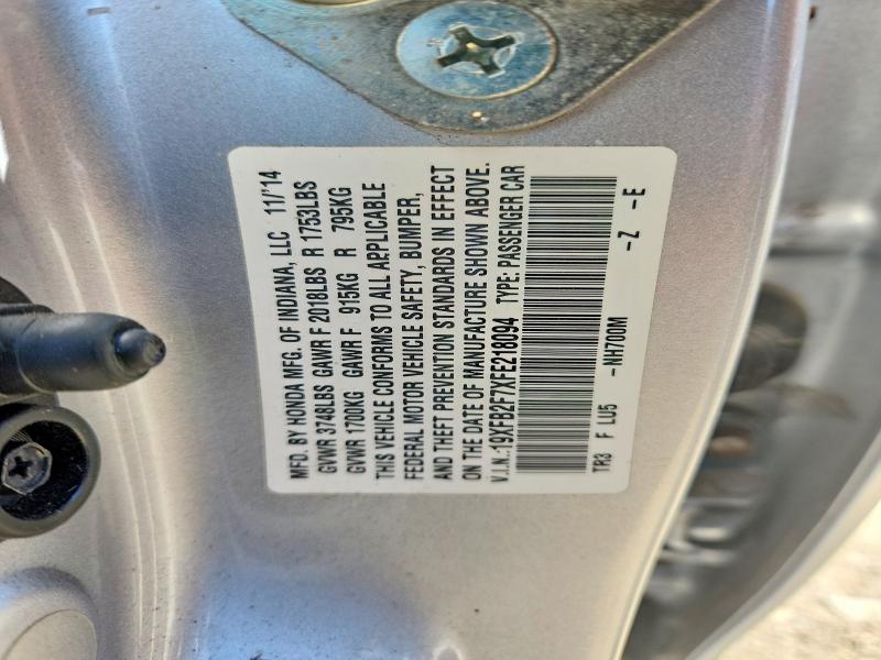 Продаж на аукціоні авто 2015 Honda Civic, vin: 19XFB2F7XFE218094, номер лоту: 54135536