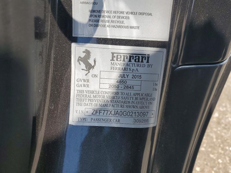 2016 Ferrari California T მანქანა იყიდება აუქციონზე, vin: ZFF77XJA0G0213097, აუქციონის ნომერი: 53770676