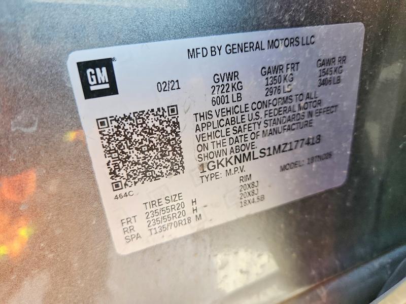 53482916 :رقم المزاد ، 1GKKNMLS1MZ177418 vin ، 2021 Gmc Acadia مزاد بيع
