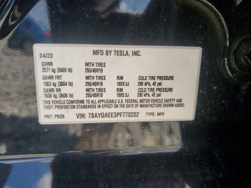 Продажа на аукционе авто 2023 Tesla Model Y, vin: 7SAYGAEE3PF770202, номер лота: 52255626