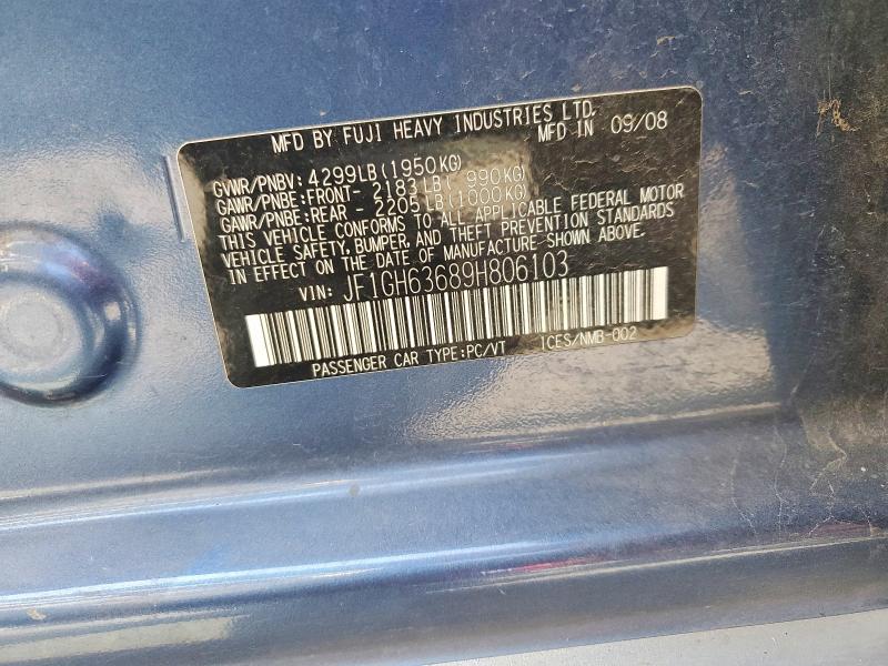 52896546 :رقم المزاد ، JF1GH63689H806103 vin ، 2009 Subaru Impreza مزاد بيع