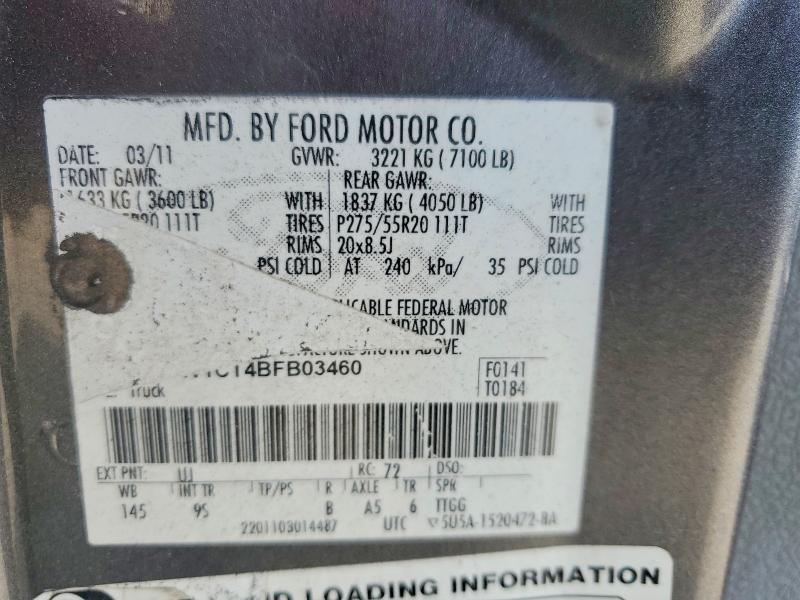 2011 Ford F150 მანქანა იყიდება აუქციონზე, vin: 1FTFW1CT4BFB03460, აუქციონის ნომერი: 52230086