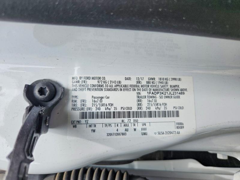 Продажа на аукционе авто 2018 Ford Focus, vin: 1FADP3K21JL231489, номер лота: 55248766
