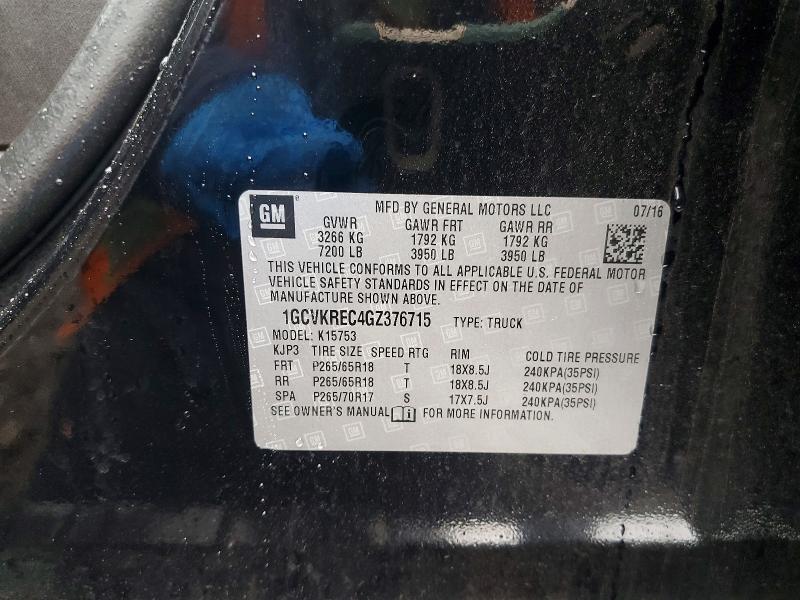 52754066 :رقم المزاد ، 1GCVKREC4GZ376715 vin ، 2016 Chevrolet Silverado مزاد بيع