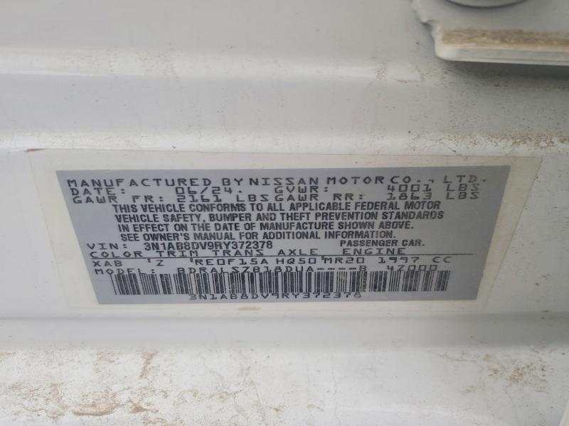 2024 Nissan Sentra მანქანა იყიდება აუქციონზე, vin: 3N1AB8DV9RY372378, აუქციონის ნომერი: 50938006