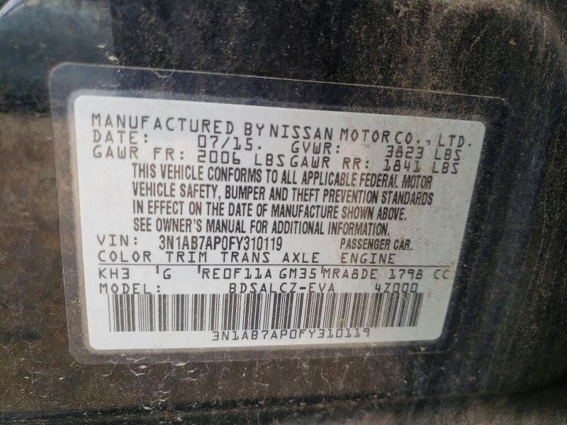 55111016 :رقم المزاد ، 3N1AB7AP0FY310119 vin ، 2015 Nissan Sentra مزاد بيع