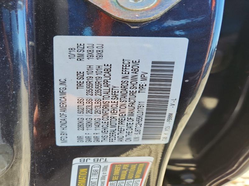 53944076 :رقم المزاد ، 5J8TC2H55KL017511 vin ، 2019 Acura Rdx مزاد بيع