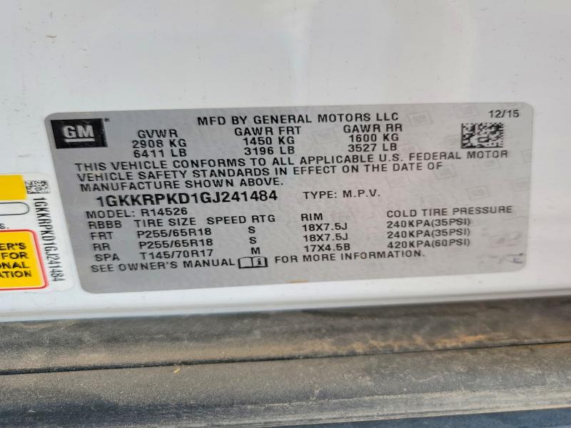 2016 Gmc Acadia მანქანა იყიდება აუქციონზე, vin: 1GKKRPKD1GJ241484, აუქციონის ნომერი: 53349476