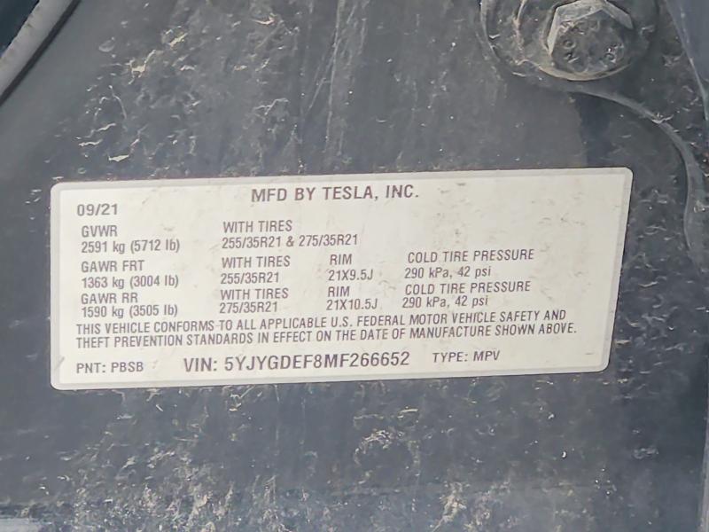 Продажа на аукционе авто 2021 Tesla Model Y, vin: 5YJYGDEF8MF266652, номер лота: 53120916
