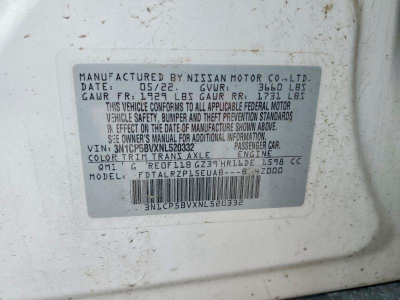 Продажа на аукционе авто 2022 Nissan Kicks, vin: 3N1CP5BVXNL520332, номер лота: 53417416