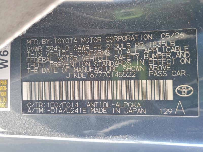 Продажа на аукционе авто 2007 Toyota Scion, vin: JTKDE167770145522, номер лота: 53851856