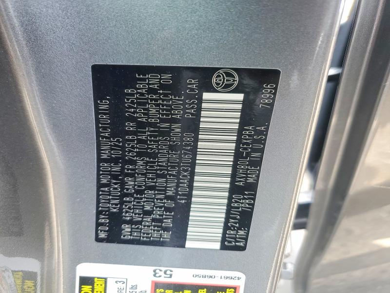Продажа на аукционе авто 2026 Toyota Camry, vin: 4T1DAACK3TU674380, номер лота: 52085186