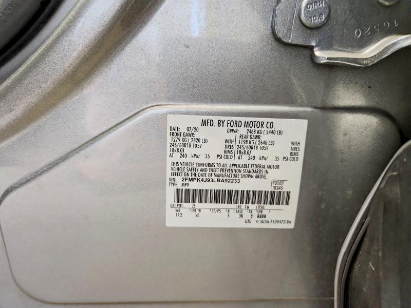2020 Ford Edge მანქანა იყიდება აუქციონზე, vin: 2FMPK4J93LBA92233, აუქციონის ნომერი: 55190126