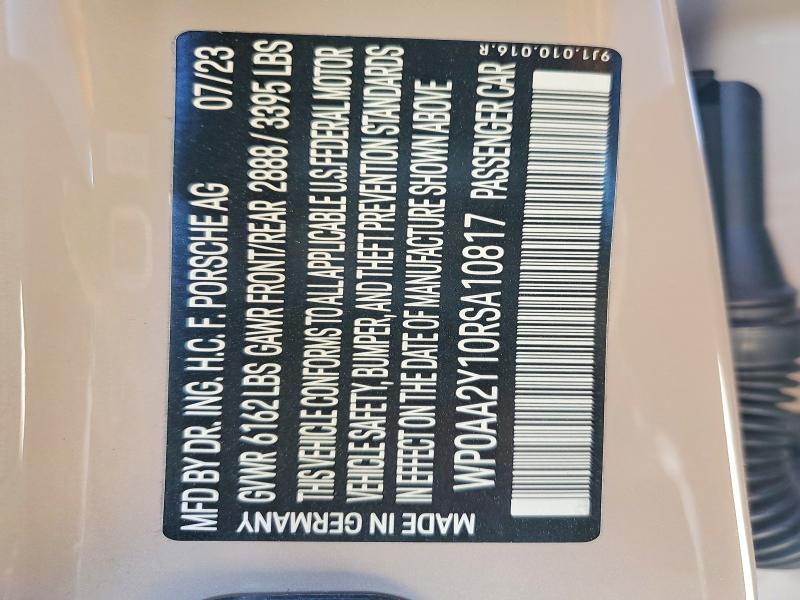 60587196 :رقم المزاد ، WP0AA2Y10RSA10817 vin ، 2024 Porsche Taycan مزاد بيع