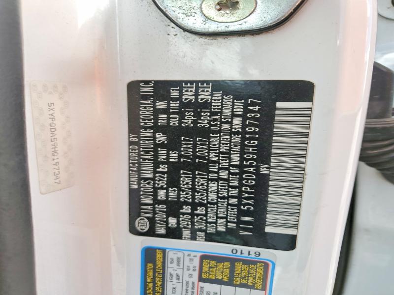 55068176 :رقم المزاد ، 5XYPGDA59HG197347 vin ، 2017 Kia Sorento مزاد بيع
