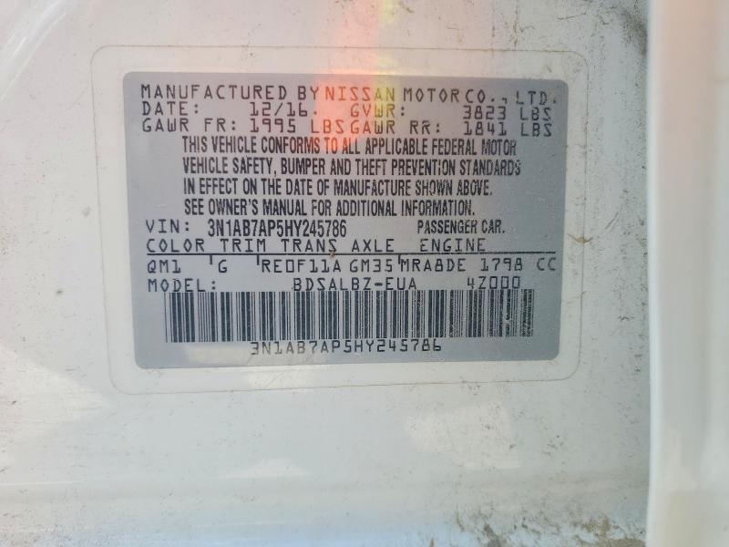 Aukcja sprzedaży 2017 Nissan Sentra, vin: 3N1AB7AP5HY245786, numer aukcji: 54457276