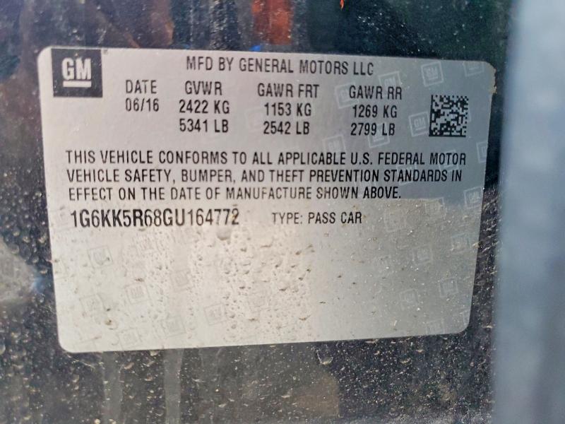 Auction sale of the 2016 Cadillac Ct6, vin: 1G6KK5R68GU164772, lot number: 53517646