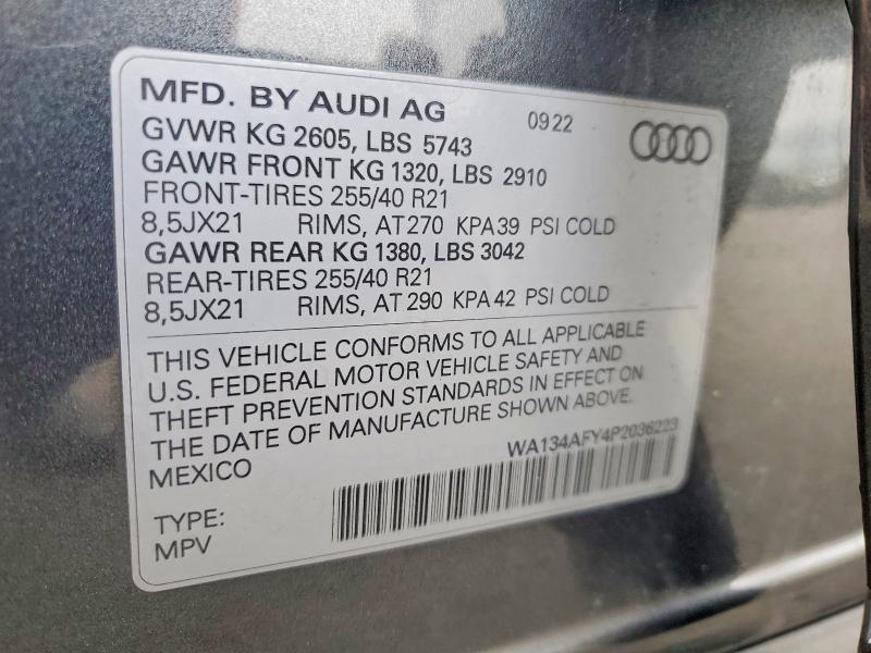 Продаж на аукціоні авто 2023 Audi Sq5, vin: WA134AFY4P2036223, номер лоту: 52930946